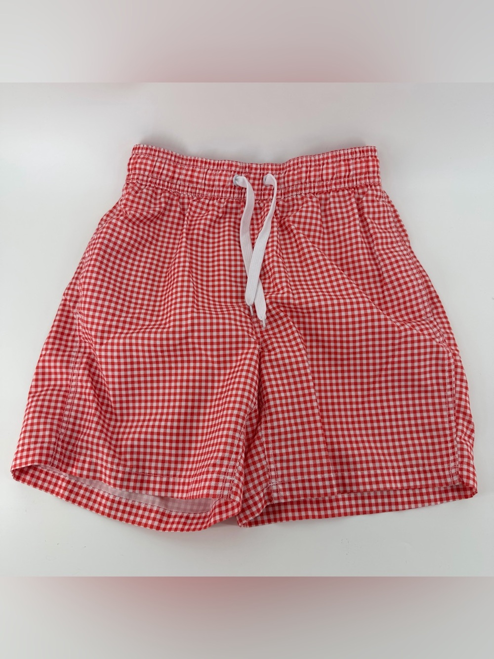 Kanu Surf Monaco Small Men Swim Trunks 9061 Red Gingham Plaid Checked Mesh Lined